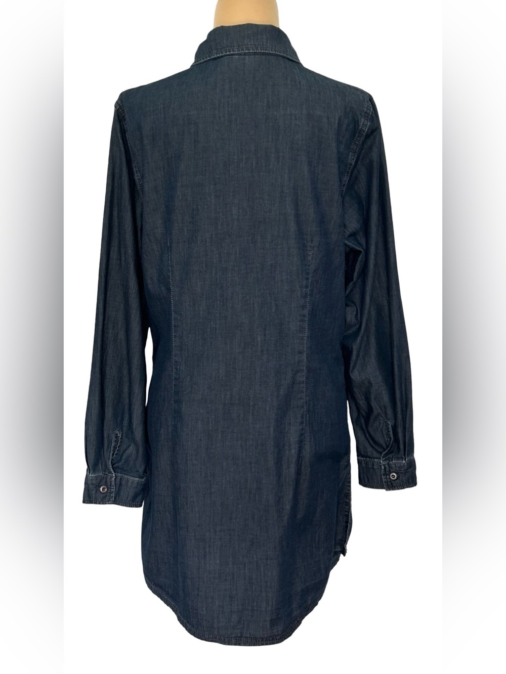 Coldwater Creek M Denim Chambray Shirt Dress Button Front Country Western Boho - Picture 5 of 9
